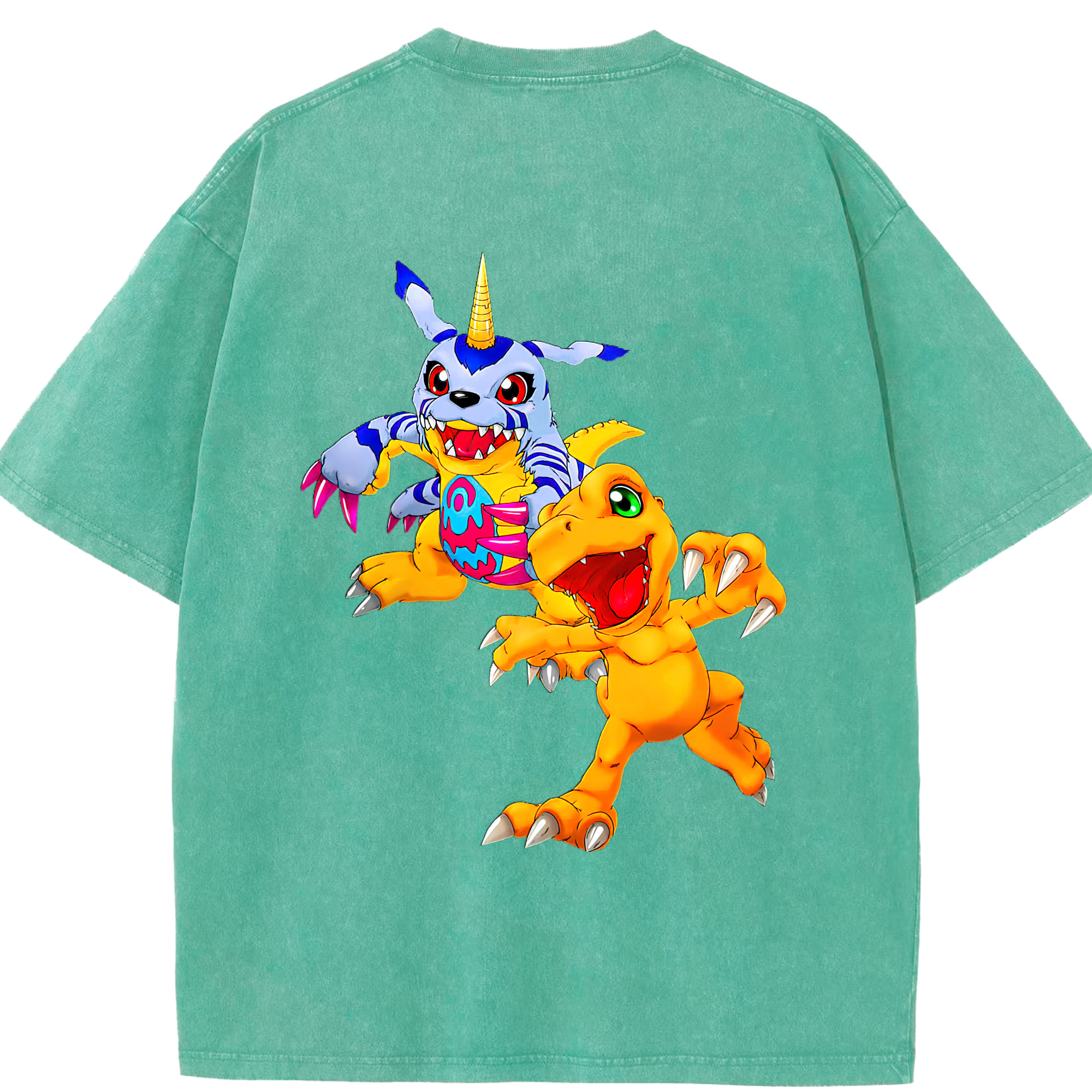 （画像用） Digimon デジタルモンスター/デジモン 綿100% ヴィンテージ風 半袖Tシャツ（背面プリント）